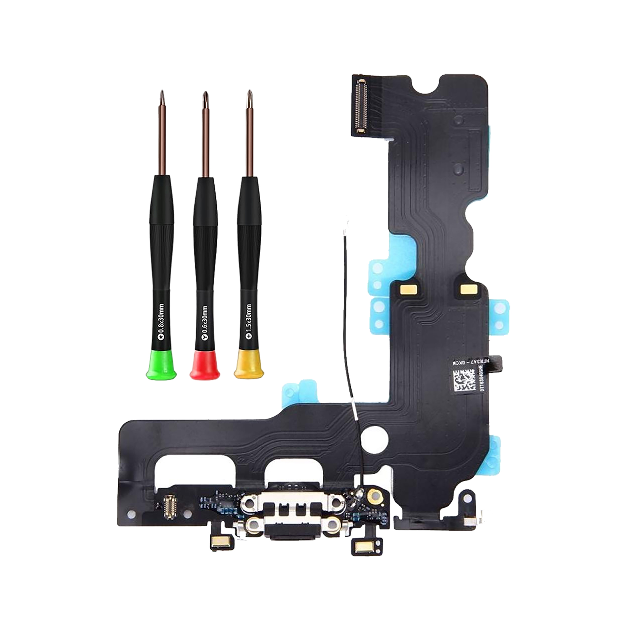 Charging Port Flex Cable for iPhone 7 - Connector for iPhone 7 2016 with Screwdrivers (Black)